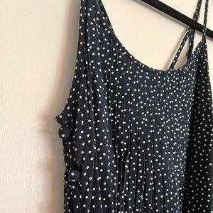 Navy and white mini polkadot dress, XS